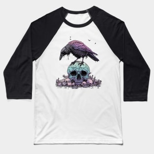 crow and skull Baseball T-Shirt